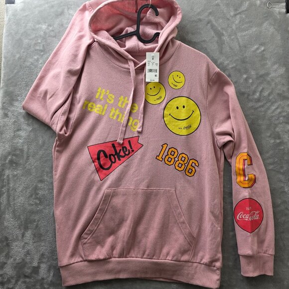 Coca-Cola Pink Graphic Hoodie Medium NWT - Picture 1 of 11